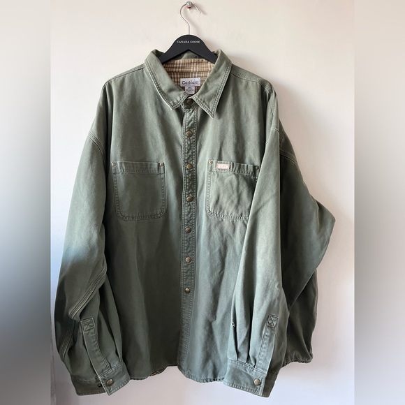 Vintage Carhartt Flannel-Lined Green Shirt Jacket - Picture 1 of 11